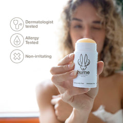 Hume Supernatural allergen-free seal signals dermatologist-tested safety.