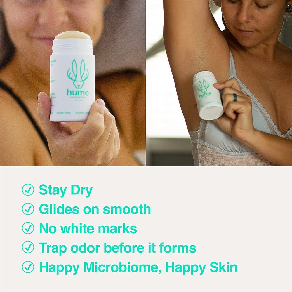 Hume Supernatural aluminum-free deodorant clarity showing clear, smooth application