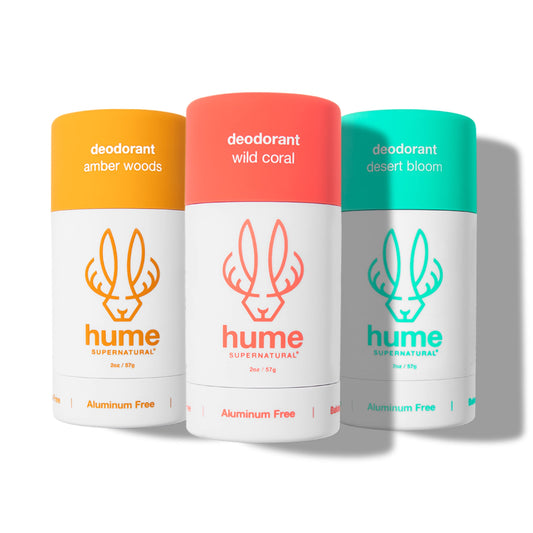 Hume Supernatural Desert Bloom deodorant application for all-day freshness without white residue