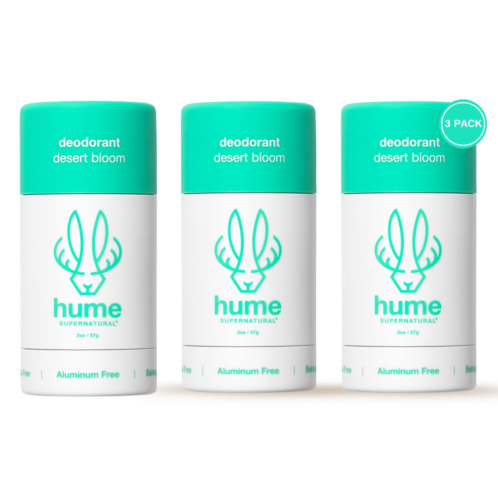 HUME SUPERNATURAL Desert Bloom roll-on 3-pack for lasting freshness.