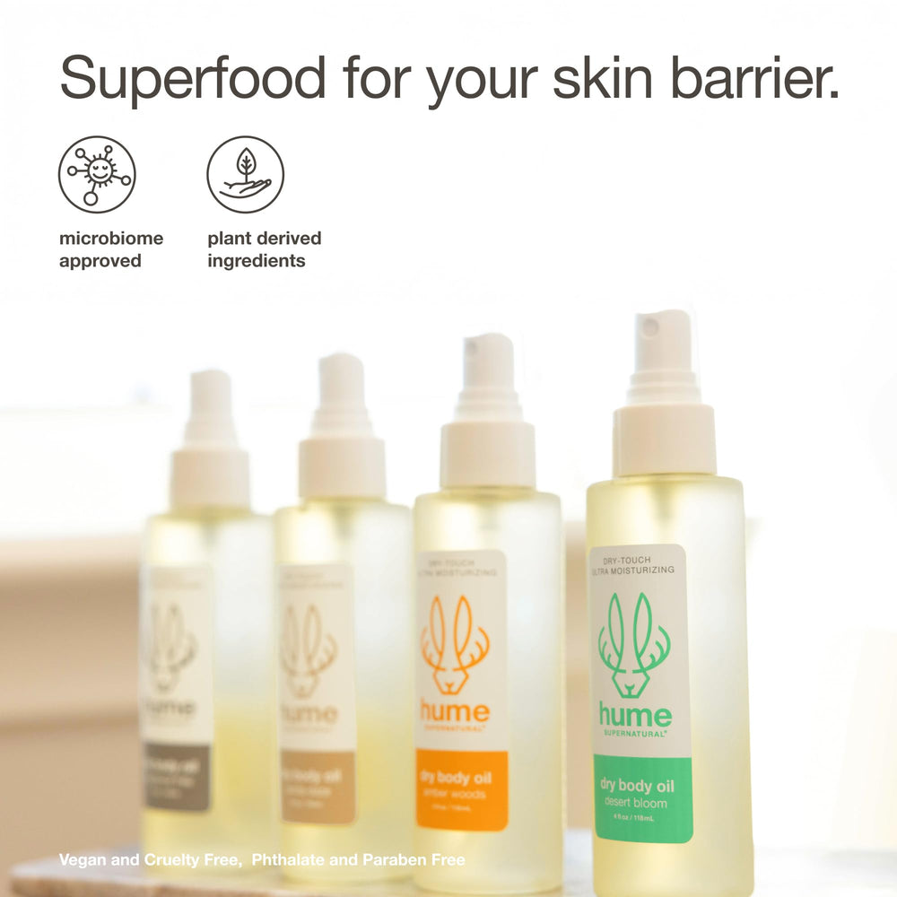 HUME SUPERNATURAL light mist delivers a non-greasy finish with no residue.