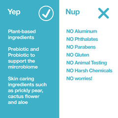 Hume Supernatural prebiotic-probiotic formula supports skin microbiome while protecting odor.