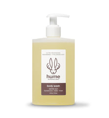 Hume Supernatural Santal Sun bottle with pump, luxurious lather for daily cleansing and hydration.