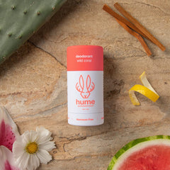 Hume Supernatural skin-friendly formula label highlights safety and all-skin-type suitability