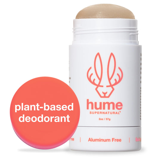 Hume Supernatural Wild Coral deodorant stick close-up, aluminum-free for sensitive skin