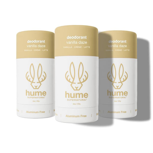 HUME Vanilla Daze deodorant stick with probiotic formula for all day freshness.