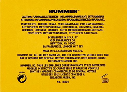 Hummer For Men fragrance notes image illustrating warm amber-wood scent profile.