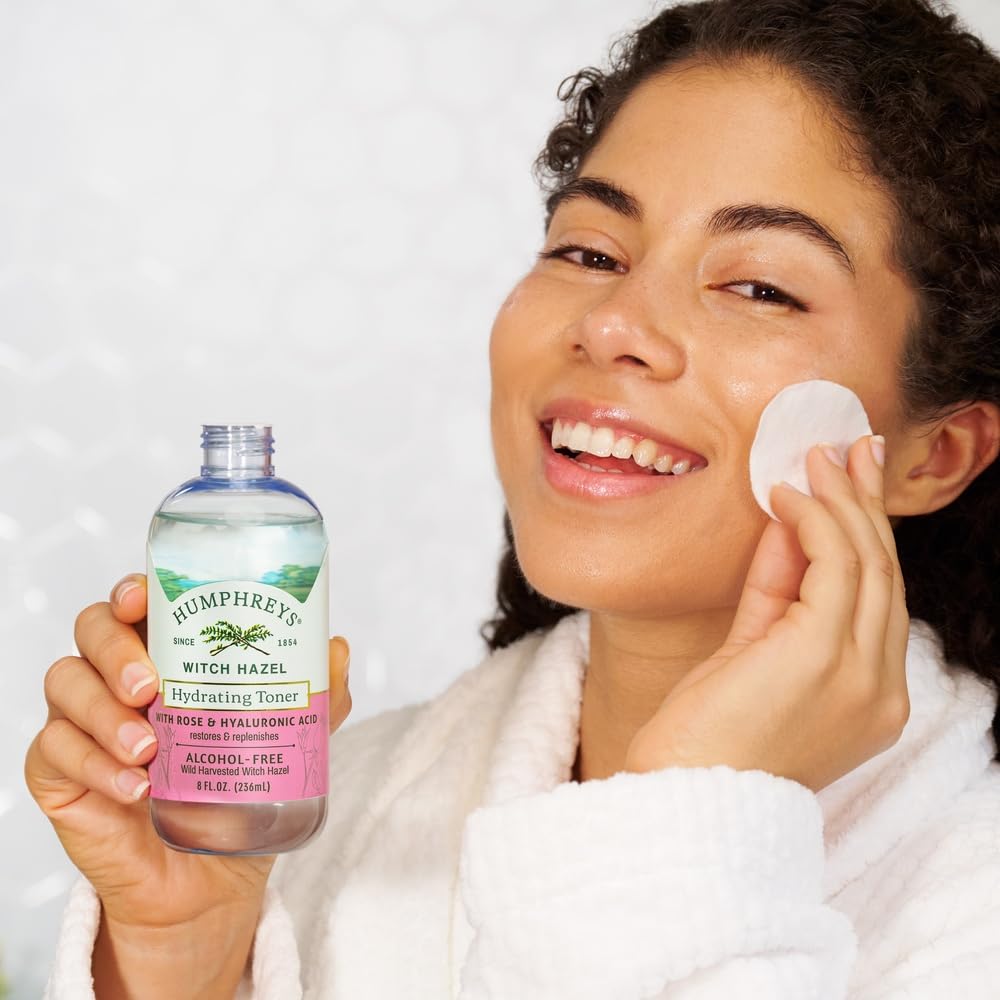 Humphreys Witch Hazel Toner with rose-water spritz for subtle aroma.