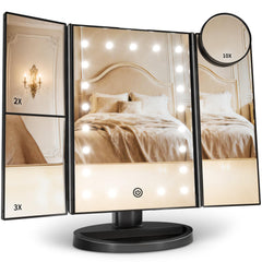 HUONUL makeup mirror with lights, 2x magnification for precise tweezing and eyeliner