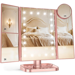 HUONUL makeup mirror with lights, front view, clear reflection for precise makeup