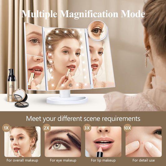 HUONUL makeup mirror magnification 2x 3x 10x for detailed grooming