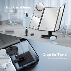 HUONUL tri-fold design makeup mirror for a compact vanity setup