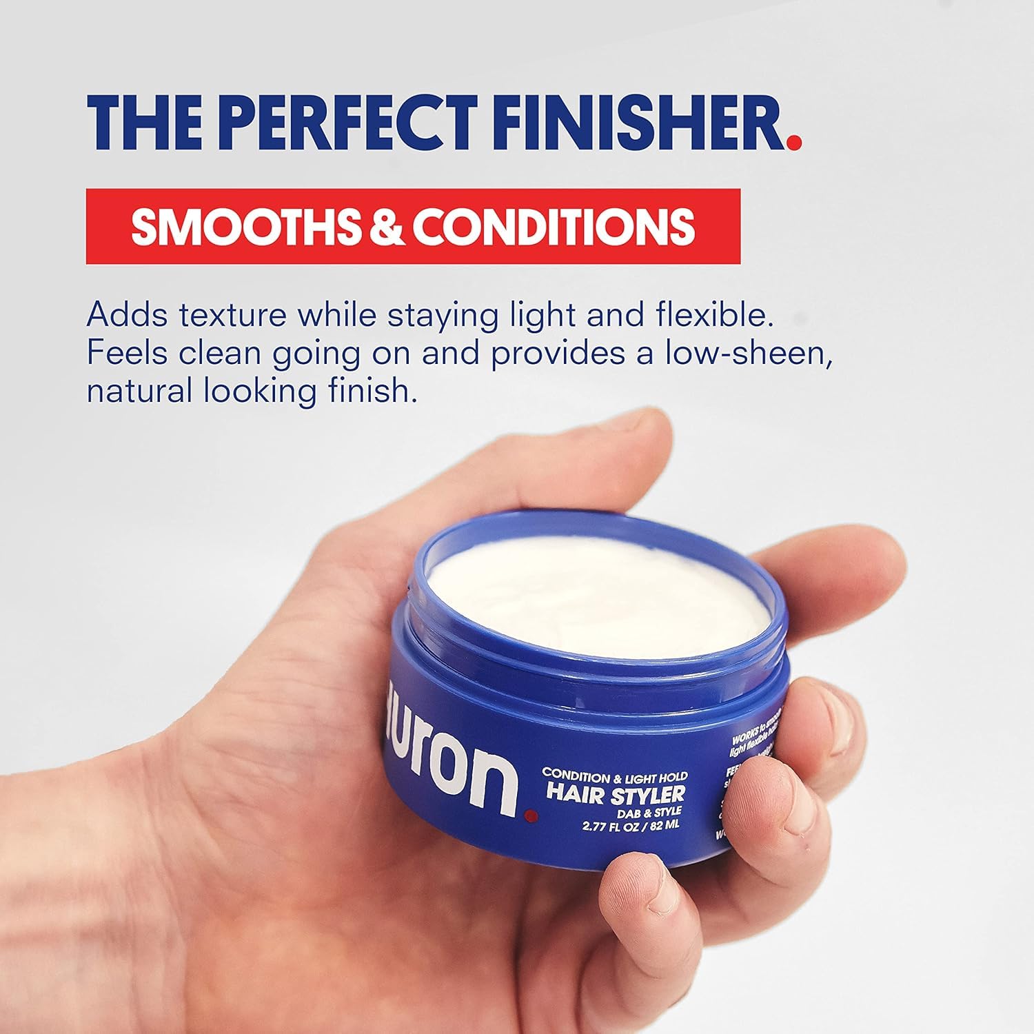 Huron Clean Citrus Woods cream texture highlights lightweight formula for flexible hold.