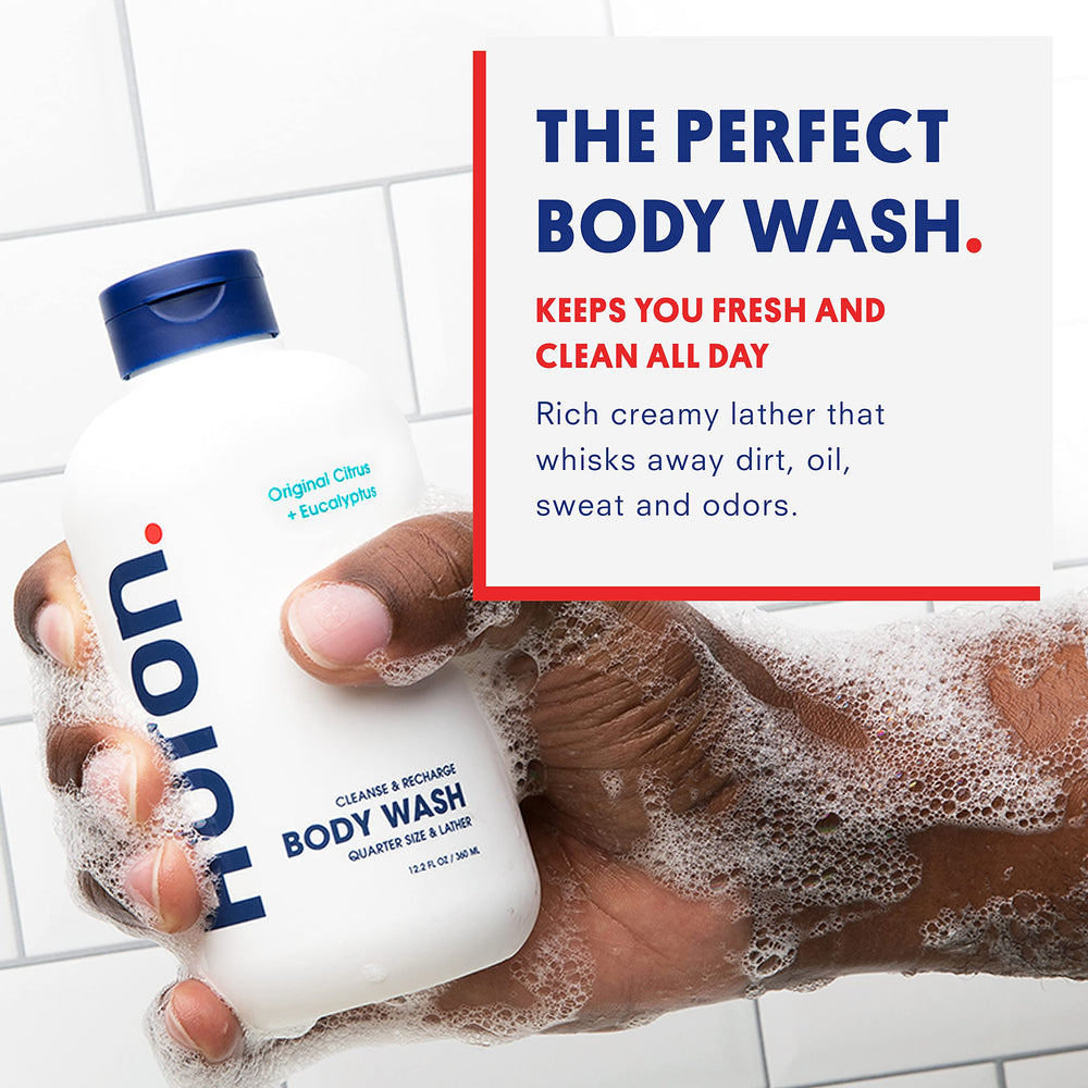 Huron men’s body wash foam lather delivering hydration and deodorizing confidence