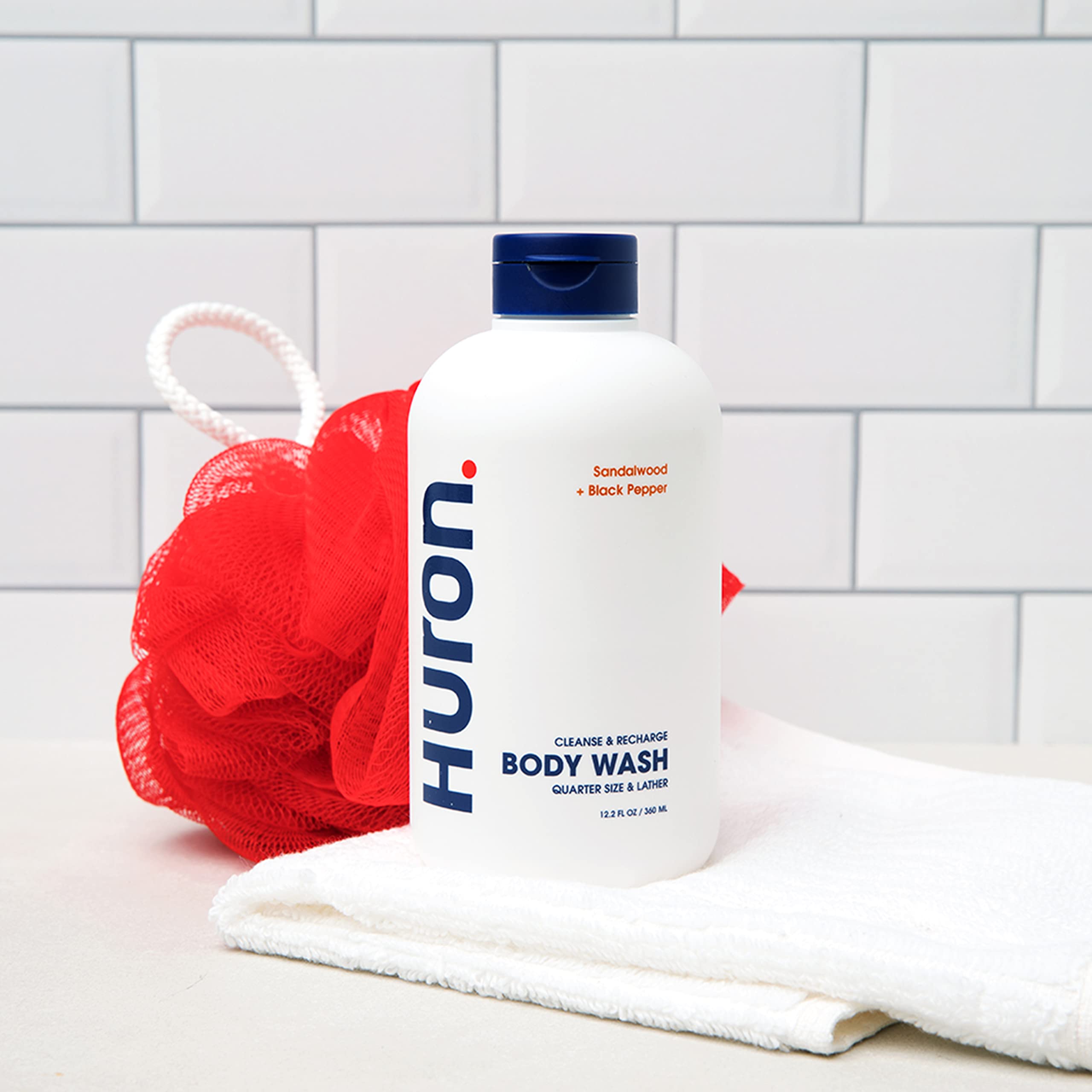 Huron man-using body wash for a refreshed start