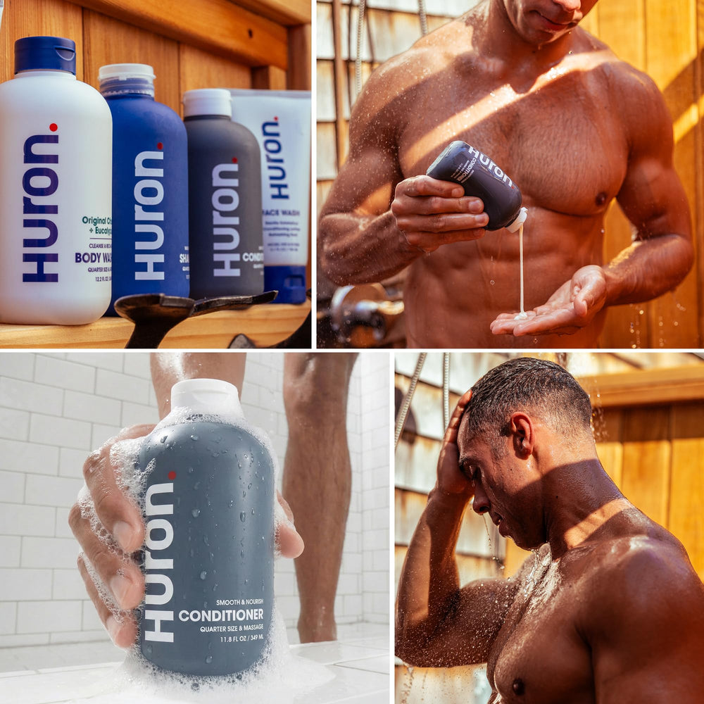 Huron Men's Conditioner texture closeup reveals creamy hydration for smoother hair