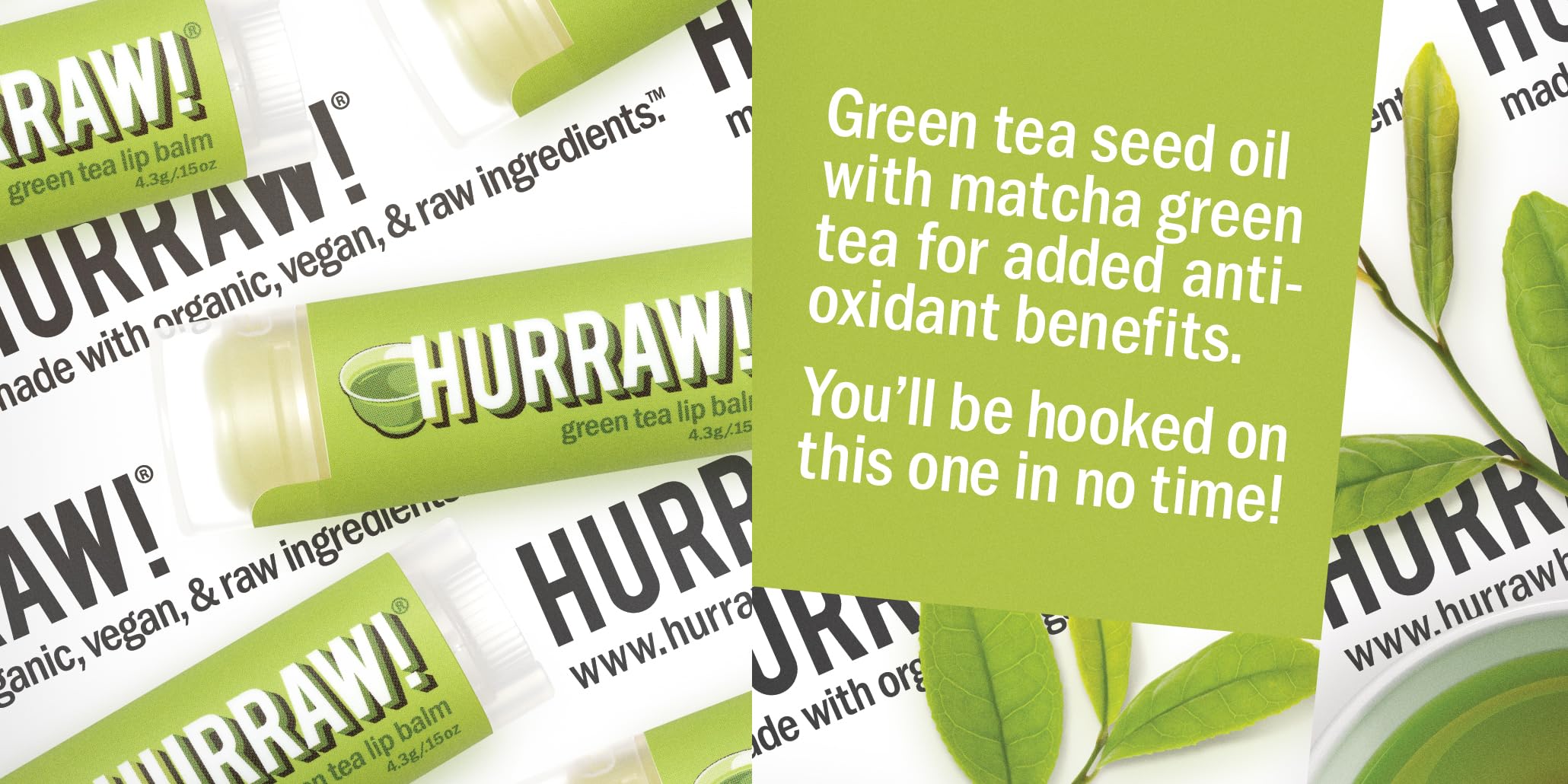 Hurraw! 3-pack front view showing three balms together in packaging.