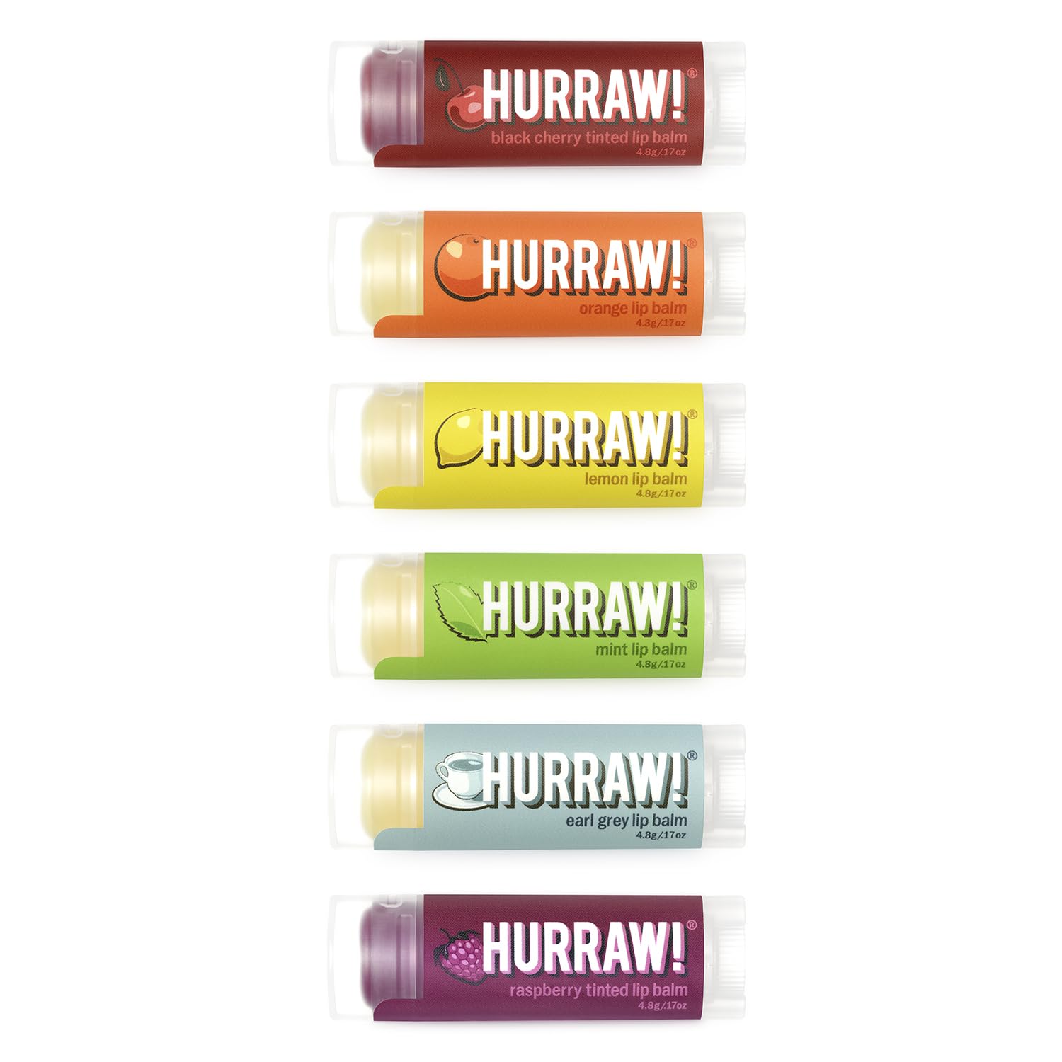 Hurraw! Black Cherry Tinted balm tube for a sheer red lip tint and smooth hydration.