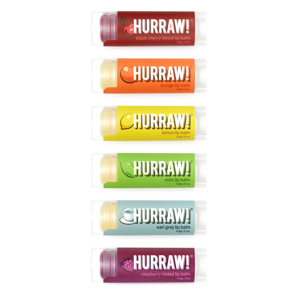 Hurraw! Black Cherry Tinted balm tube for a sheer red lip tint and smooth hydration.