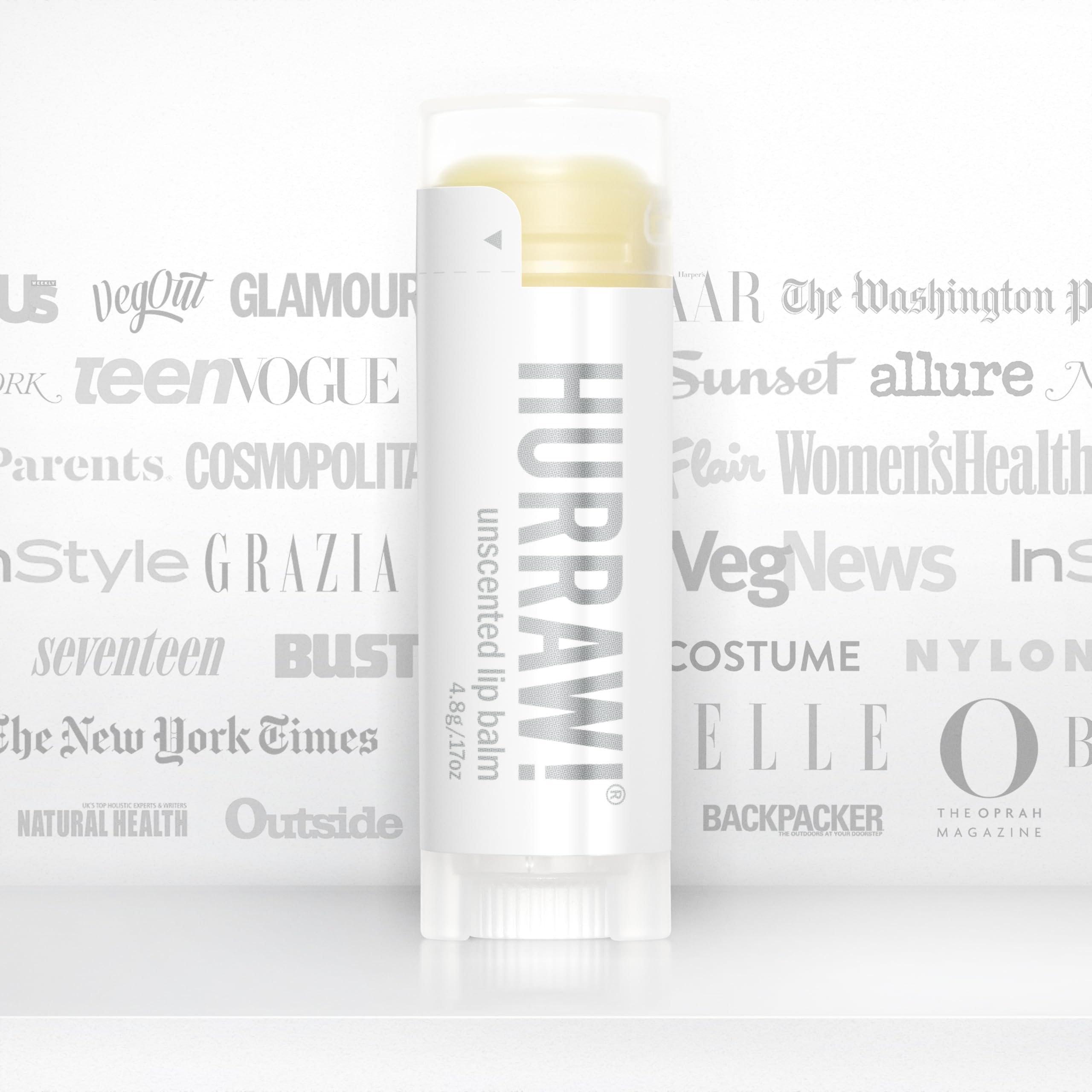 White Hurraw! branded pillow box packaging for gift-ready presentation.
