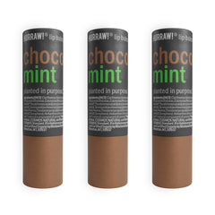 Hurraw Chocolate and Mint Lip Balm 3 pack in plastic free cardboard tubes for eco friendly lips
