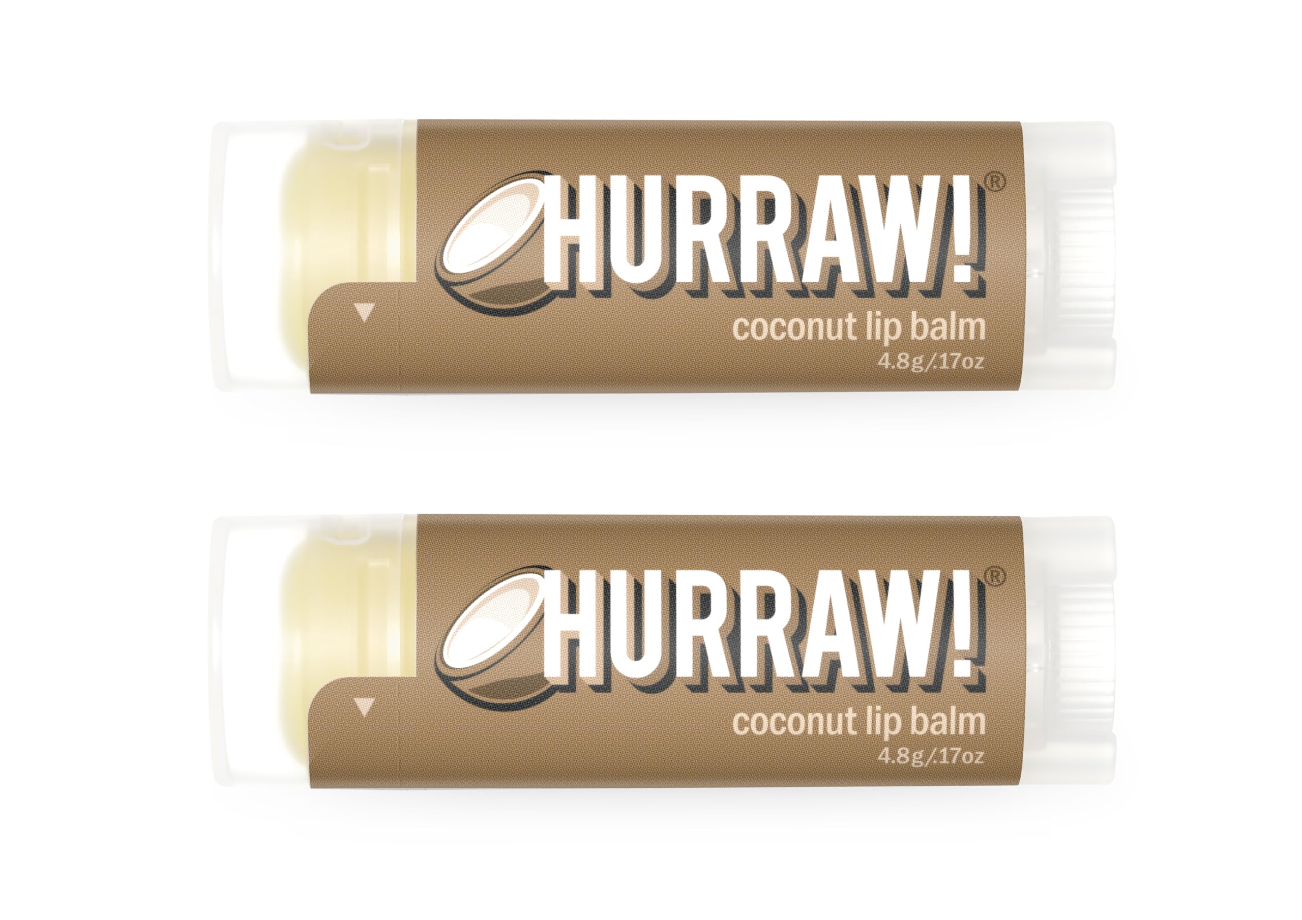 Hurraw! Coconut Lip Balm in oval tube offers long-lasting moisture.