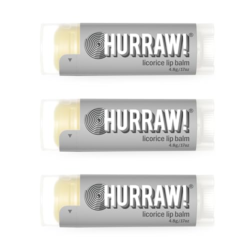 Hurraw Licorice Lip Balm three-pack tubes for convenient daily lip nourishment