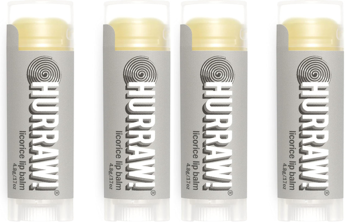 Hurraw Licorice lip balm tube provides smooth, natural moisture.