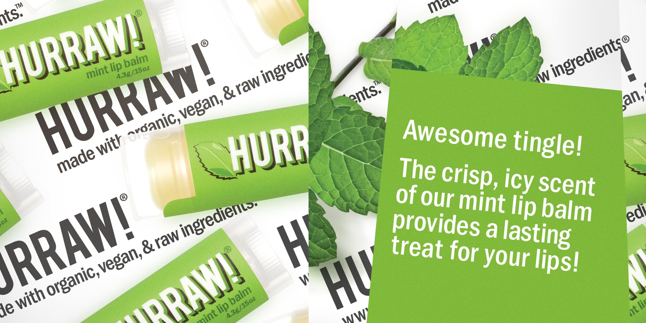 Close-up of Hurraw! oval lip balm tubes showing smooth glide.