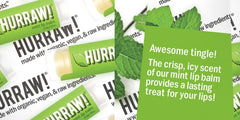 Close-up of Hurraw! oval lip balm tubes showing smooth glide.