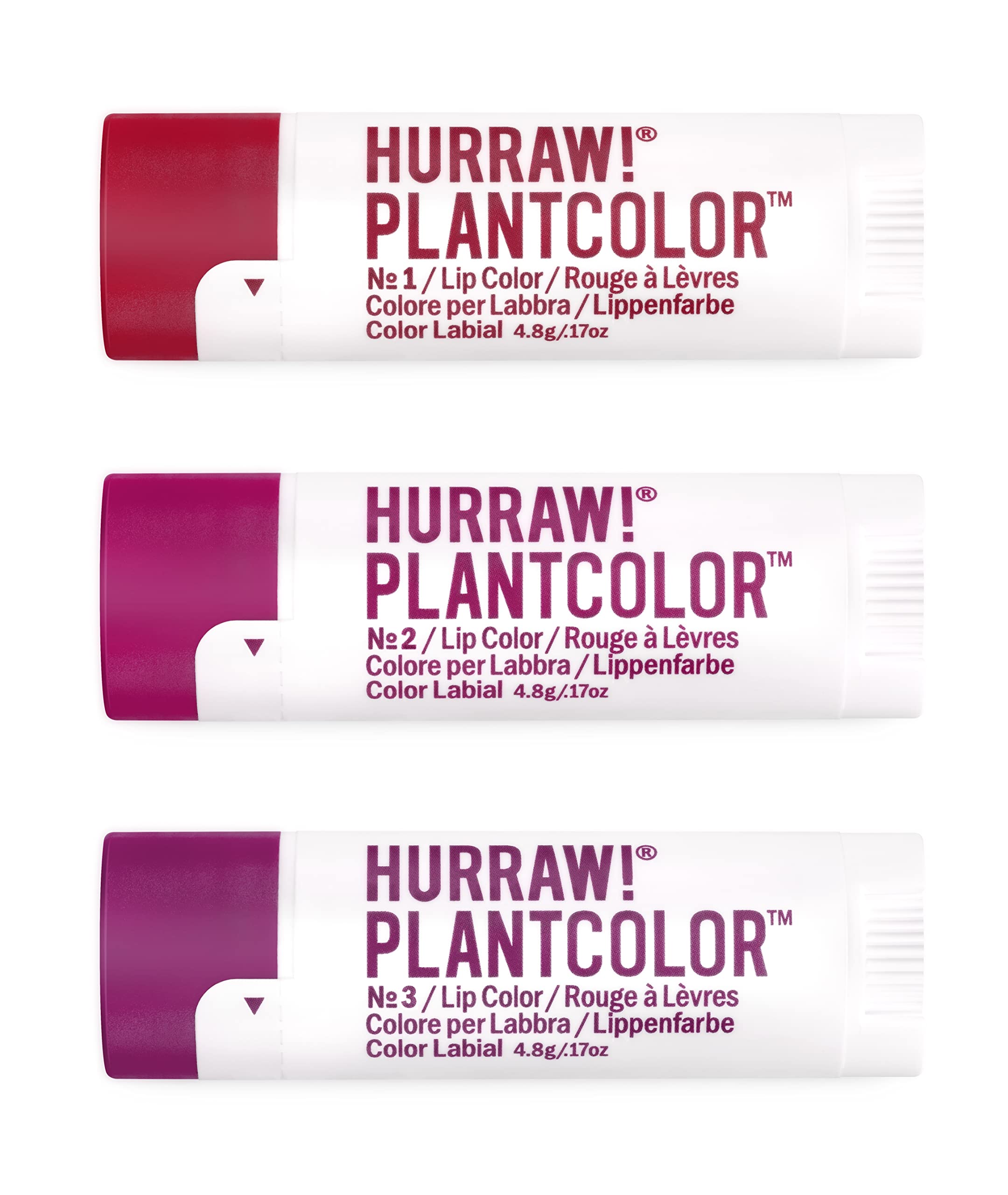Hurraw! Plantcolor Lip Color №1 red-opaque swatch showing bold plant-based color