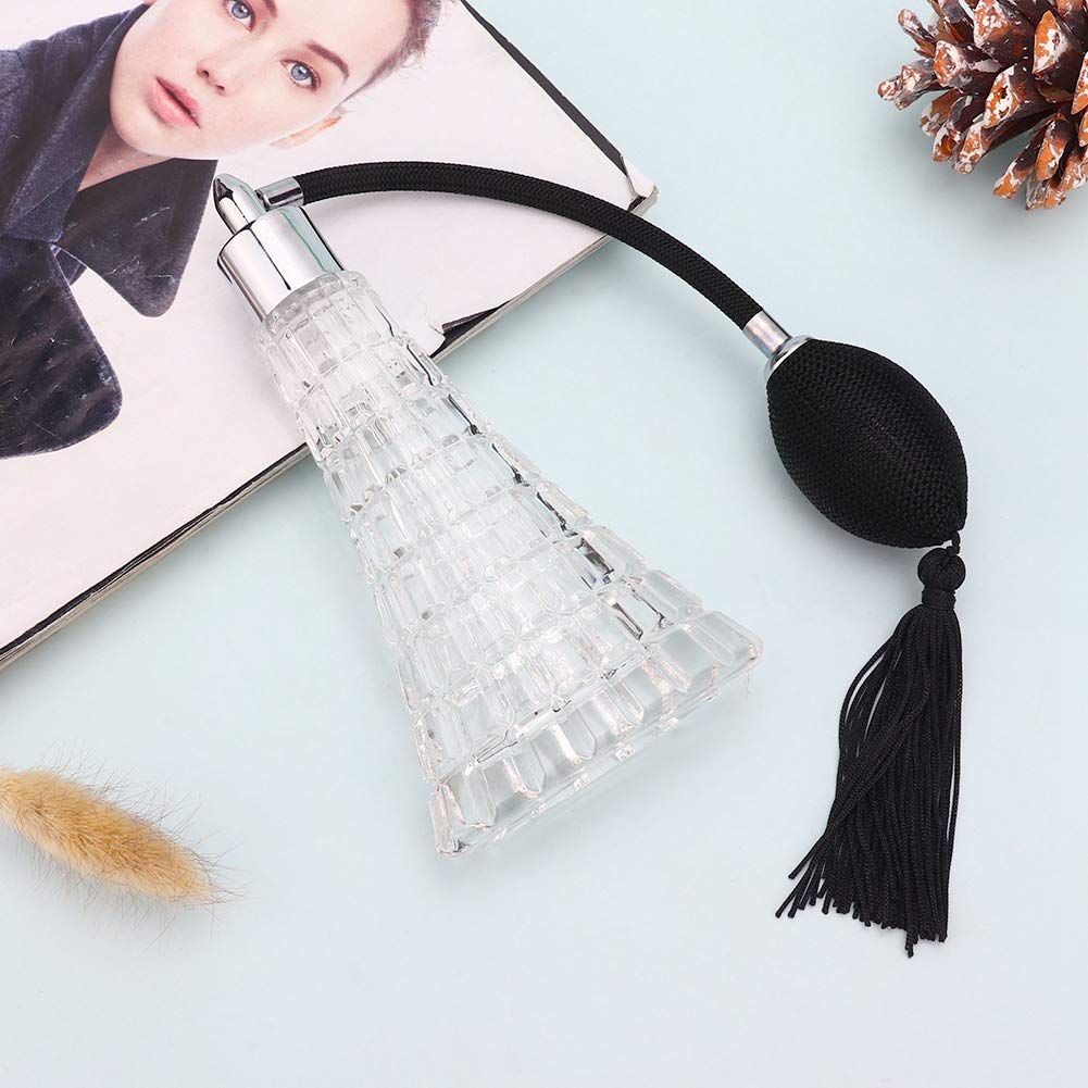 HURRISE 75ml glass perfume bottle highlighting clear liquid visibility.
