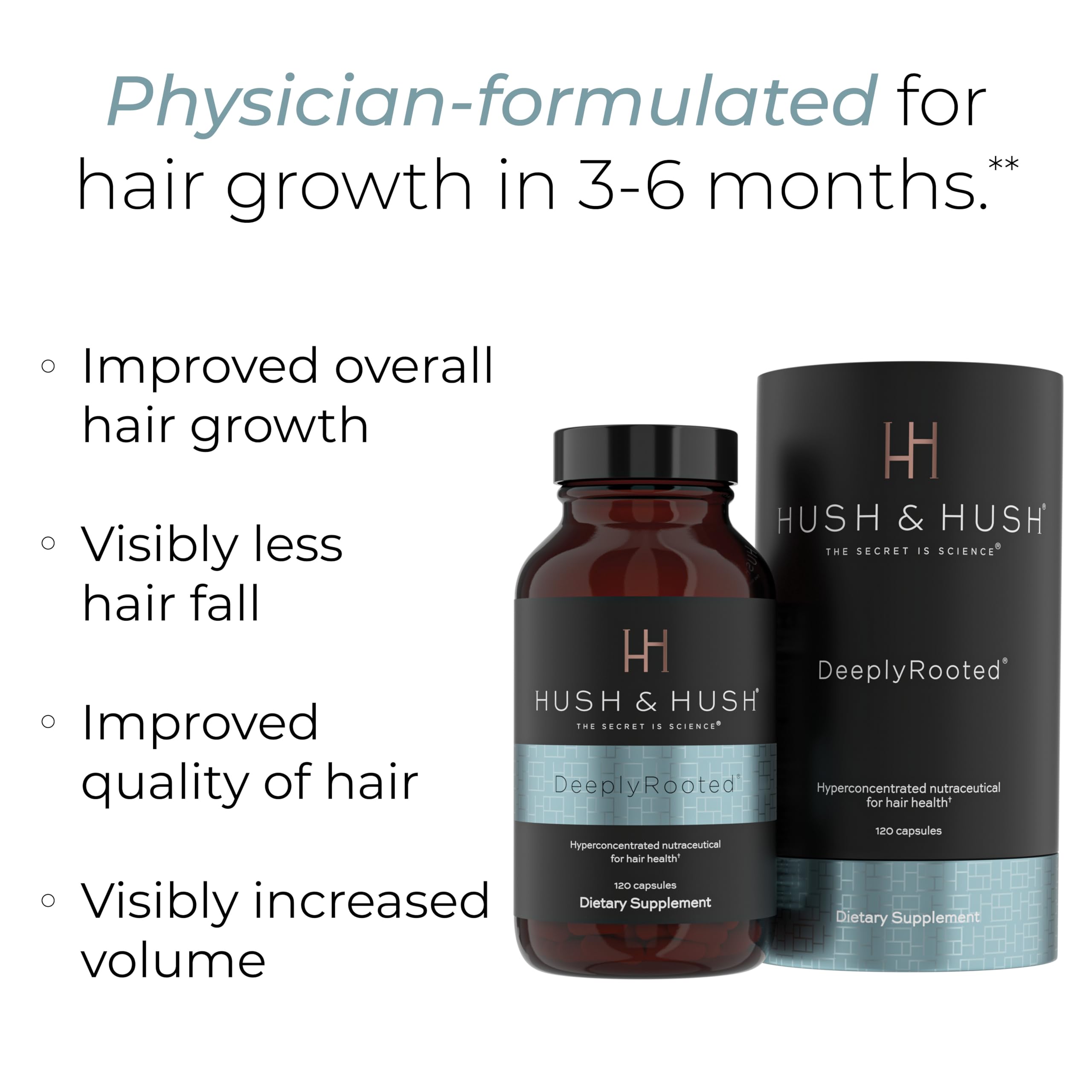 Hush & Hush DeeplyRooted label detail highlights clean, drug-free formula