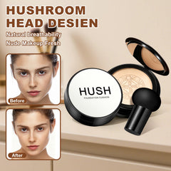 Hush Makeup Foundation Natural Glow texture closeup highlights lightweight, buildable coverage.