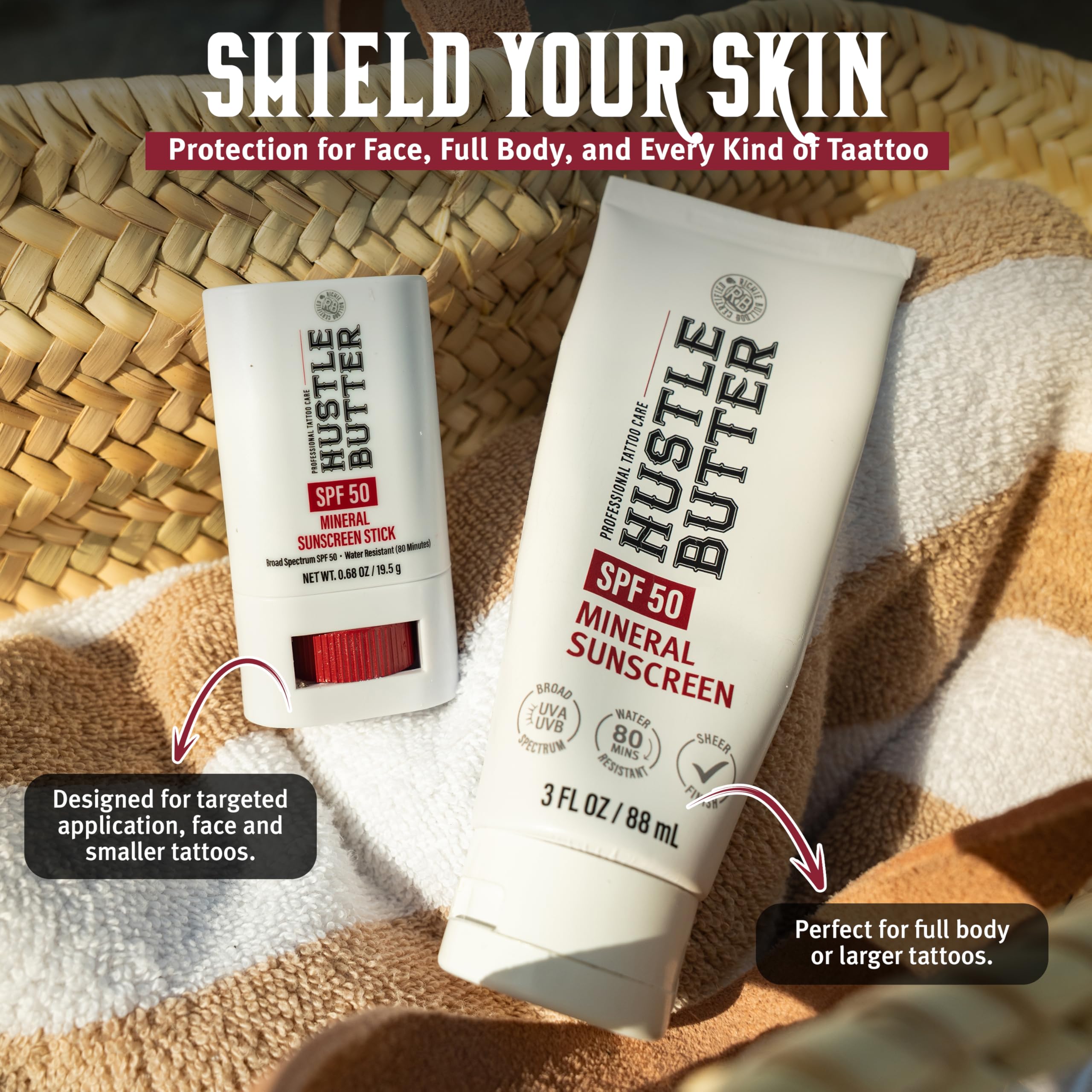 Moisturizing blend of shea butter and coconut oil for tattooed skin