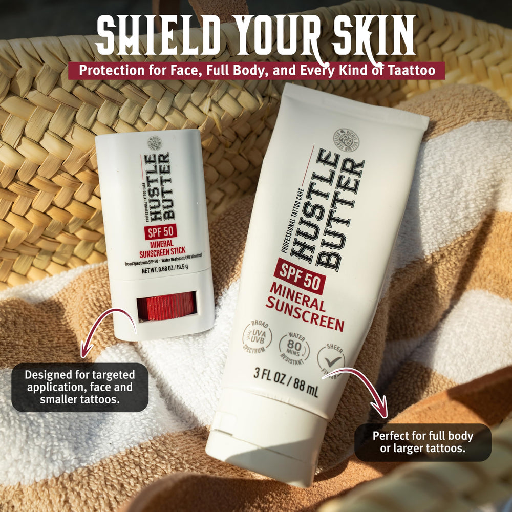 Moisturizing blend of shea butter and coconut oil for tattooed skin