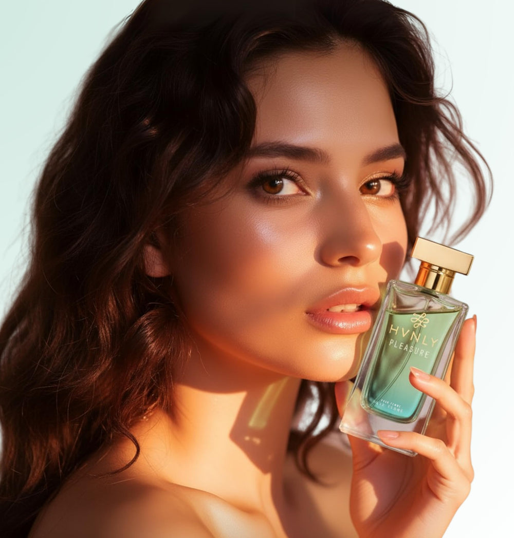 HVNLY Pleasure EDP bottle cap close-up highlights secure closure and spill-free portability
