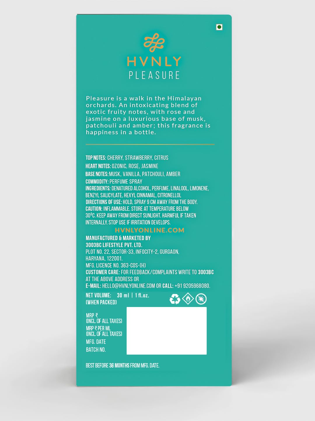 HVNLY Pleasure EDP foil wrap image hints at premium unboxing and care