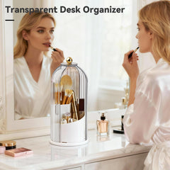Hvygss three compartment vanity organizer keeps brushes and tools neatly sorted