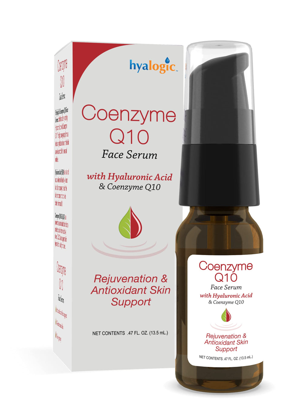 Hyalogic Episilk CoQ10 Serum bottle close-up highlighting antioxidant protection for dry skin.