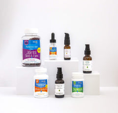Hyalogic Episilk shelf display showing compact bottle in a bathroom setup.