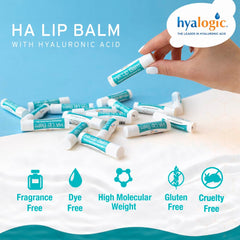 Hyalogic HA Lip Balm four-stick pack shows convenient, portable lip care.