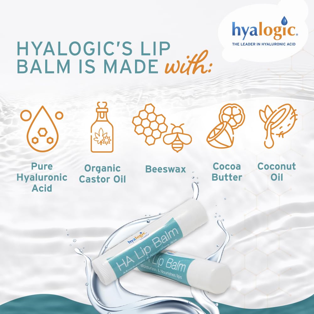 Hyalogic HA Lip Balm texture close-up shows creamy hydration and smooth application.
