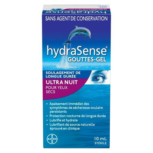 HydraSense Night Therapy 10ml bottle side view showing compact night relief solution.