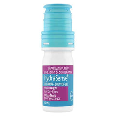 HydraSense gel drops being applied prior to sleep for night time relief.