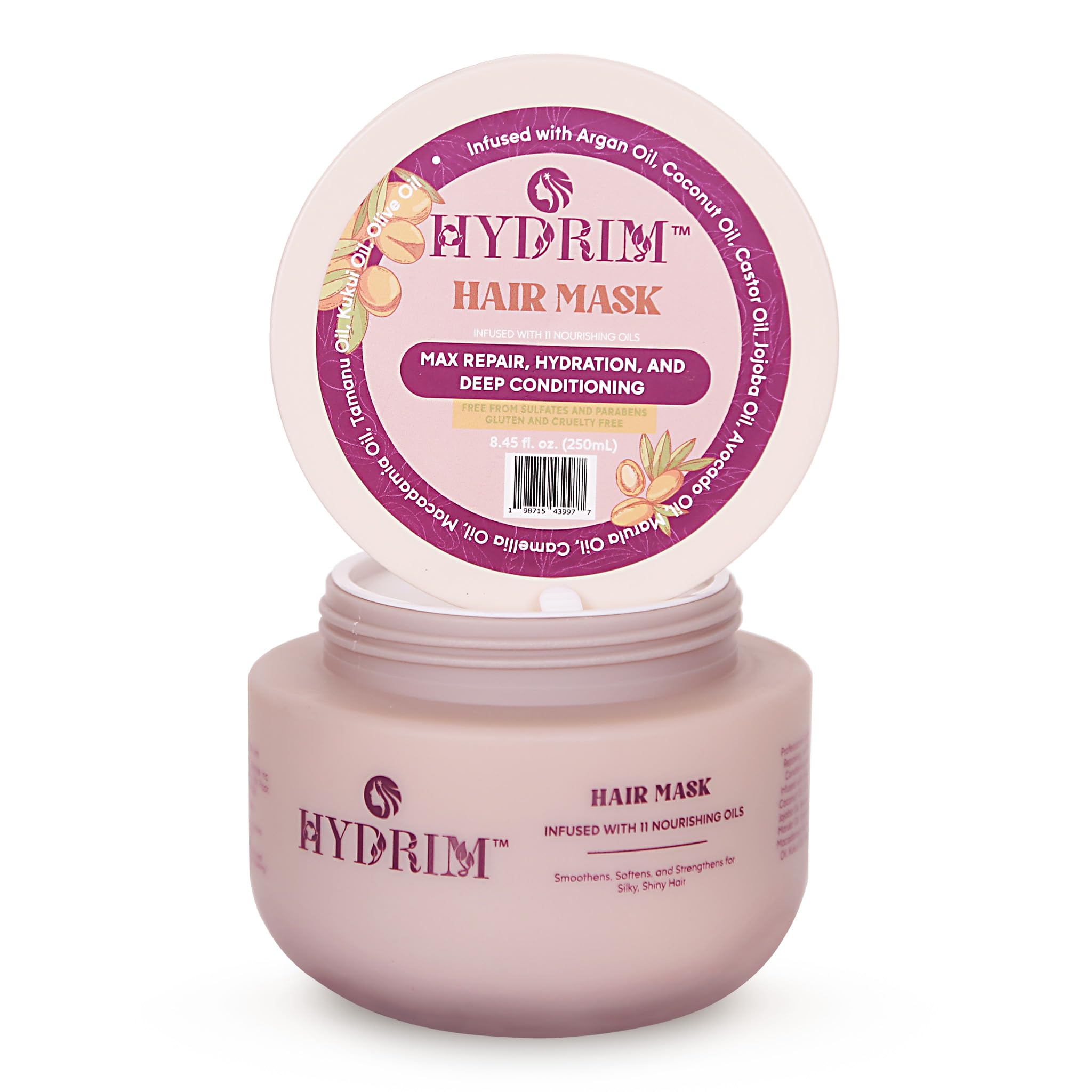 8.45 oz Hydrim jar on bathroom shelf.