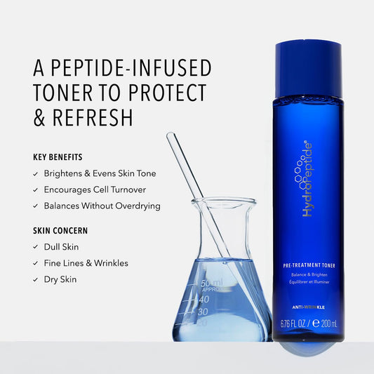HydroPeptide Balance Toner pump-dispense shows easy application with antioxidant protection