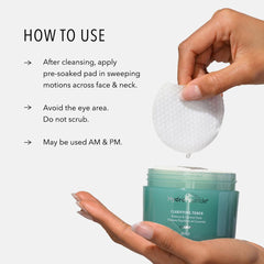 HydroPeptide Clarifying Toner Pad ingredient swatch shows balance-boosting actives.