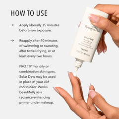 Close-up of HydroPeptide Solar Dew oil ingredients for skin hydration