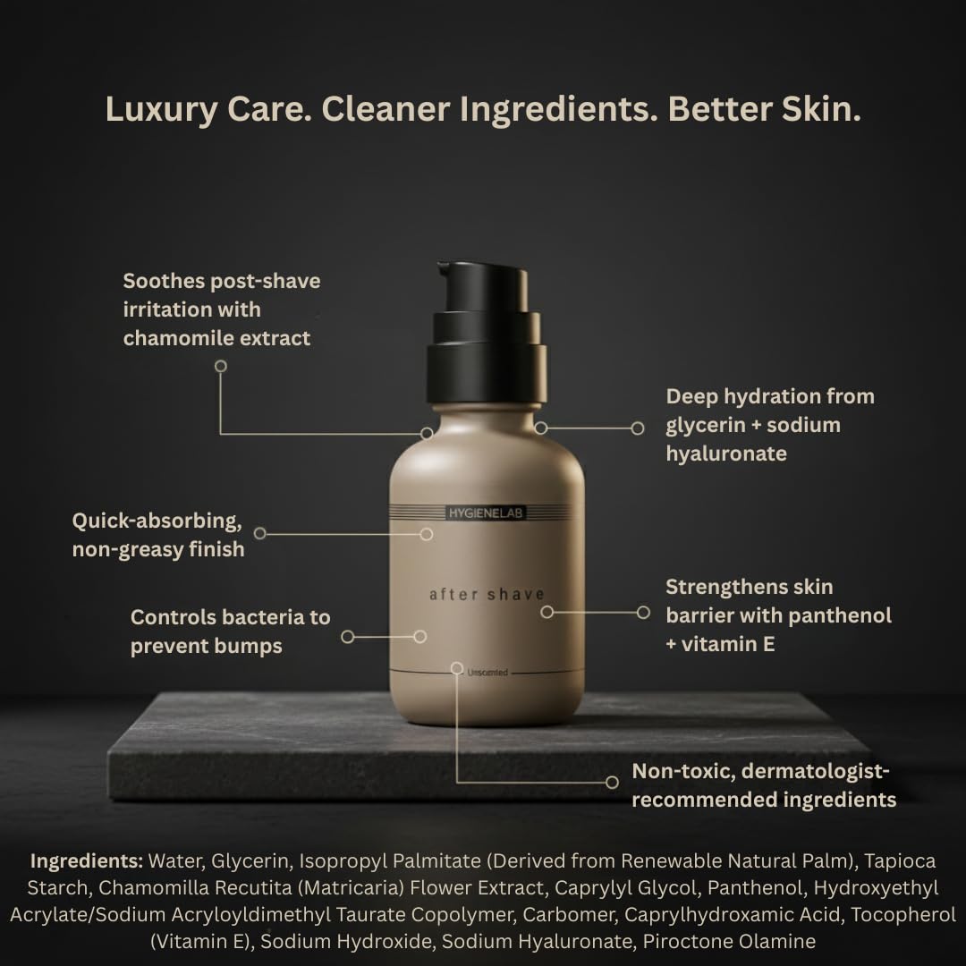 Ingredients panel highlights Aloe Vera and Vitamin E for gentle soothing